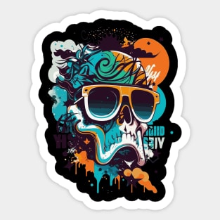 Retro Skull Shades Sticker